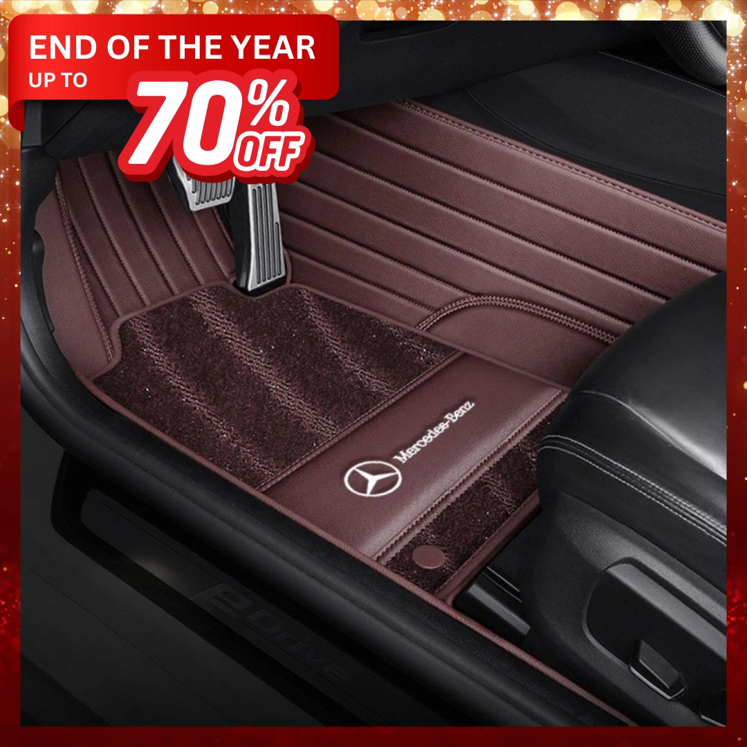 Fully Enveloping Leather Car Floor Mats - Logo Customizable