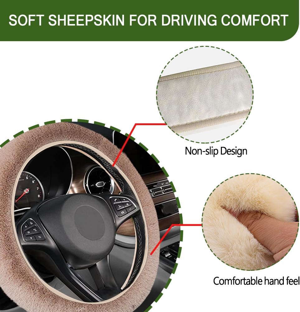 Car Steering Wheel Cover Winter Fluffy Rabbit Hair