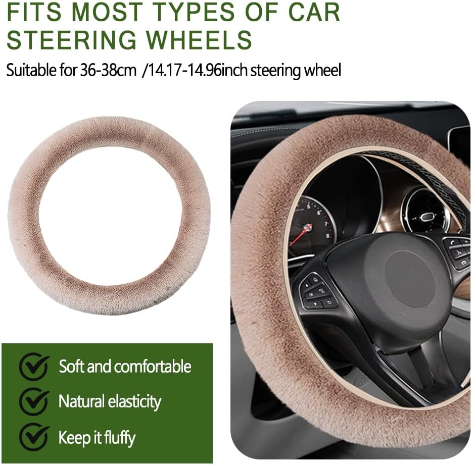 Car Steering Wheel Cover Winter Fluffy Rabbit Hair