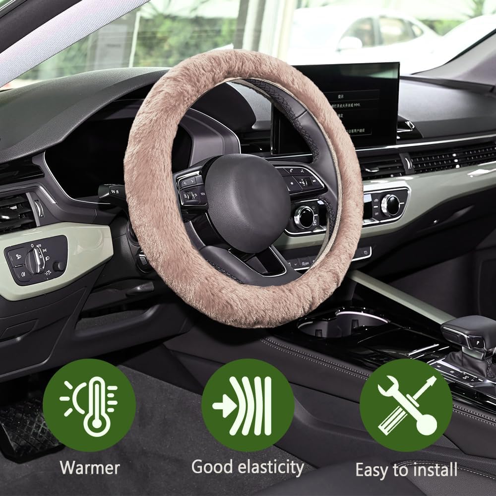 Car Steering Wheel Cover Winter Fluffy Rabbit Hair