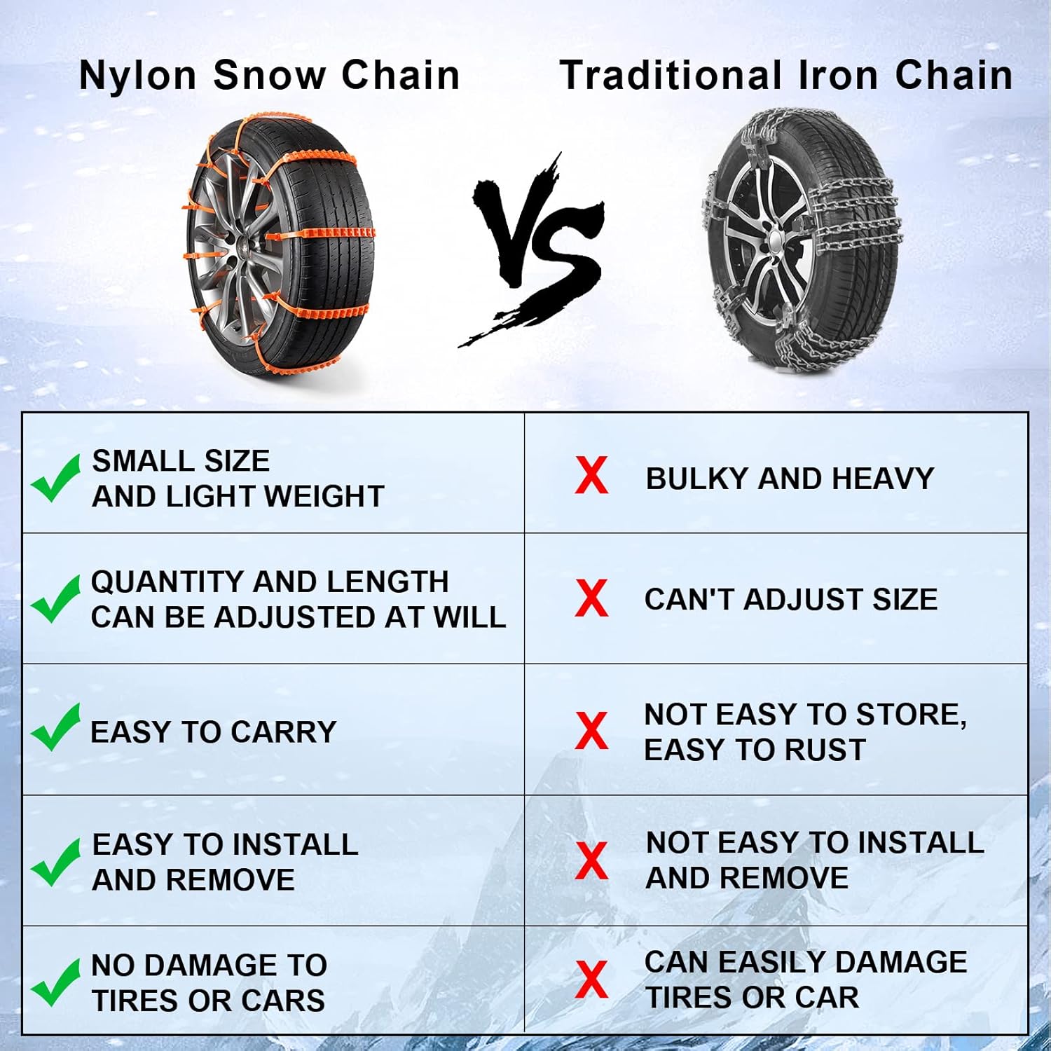 Anti Skid Snow Chains Car Winter Tire Wheels Chain