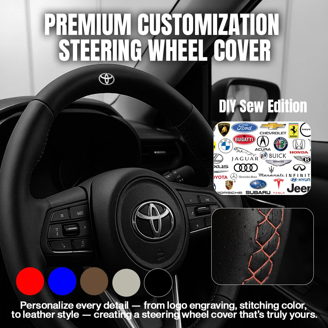 Premium Leather  Customization Steering Wheel Cover – DIY Sew Edition