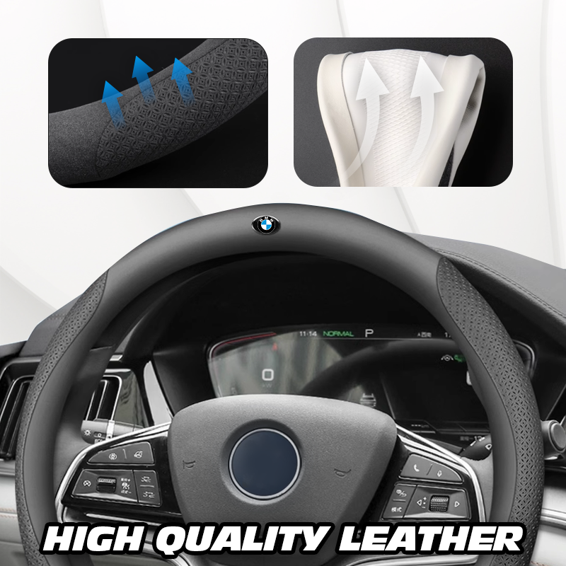 Zedd Breathable Anti Slip Leather Car Steering Wheel Cover Universal Fit