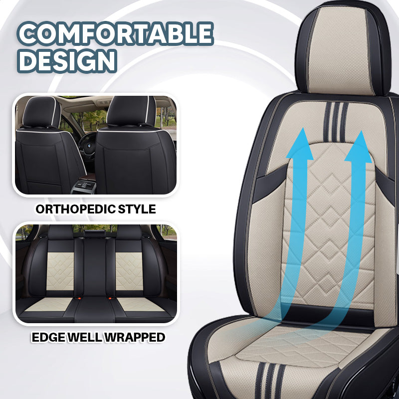 Hollan Car Seat Covers Full Set, Universal Breathable Waterproof Vehicle Leather Cover for Cars, SUV