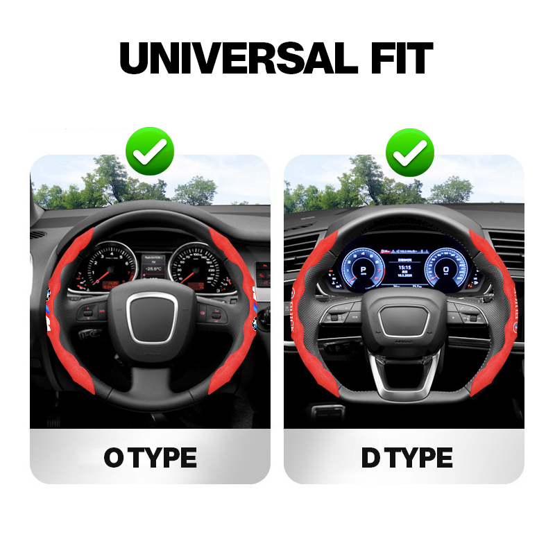 Timmy Breathable Anti Slip Leather Car Steering Wheel Cover Universal Fit