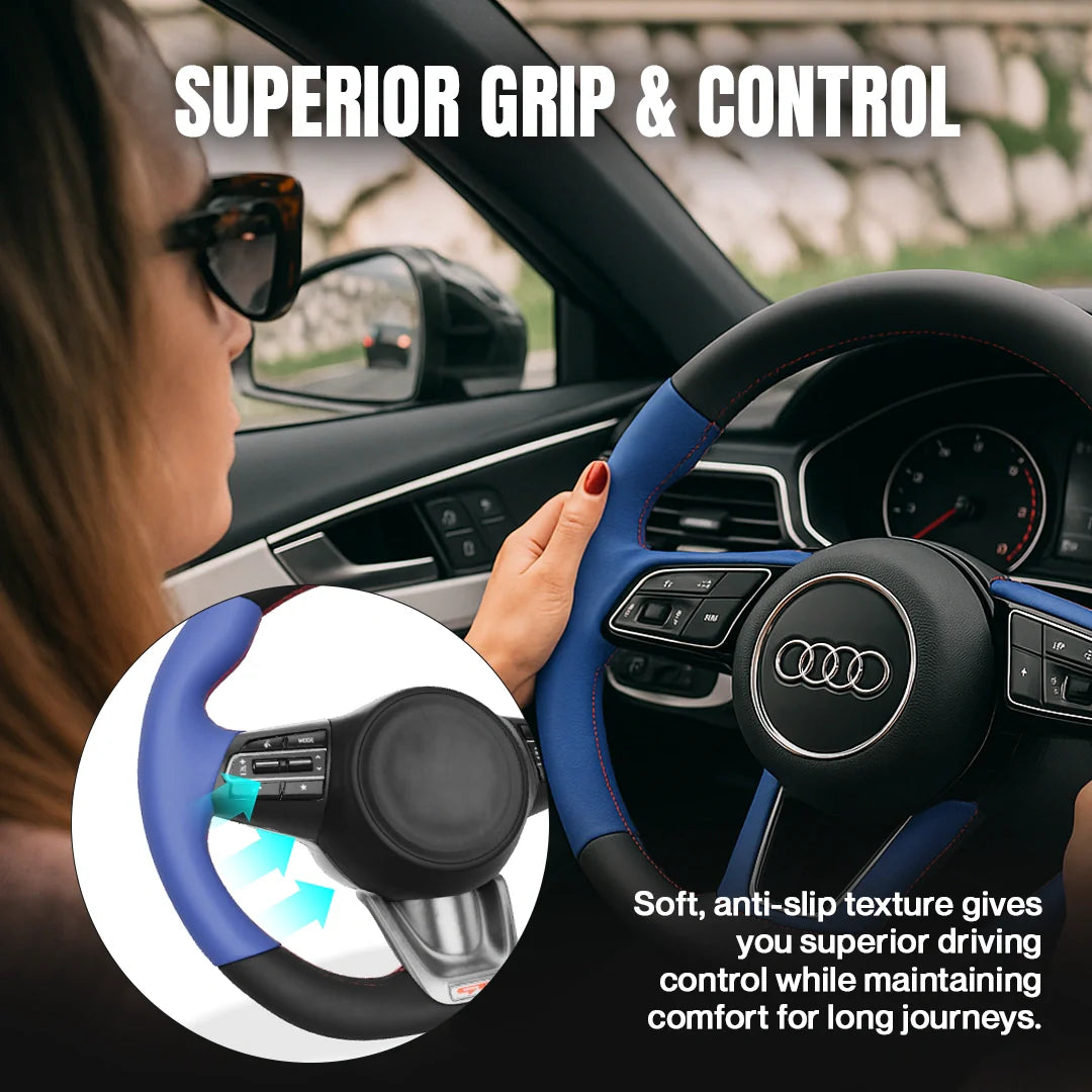 Premium Leather  Customization Steering Wheel Cover – DIY Sew Edition