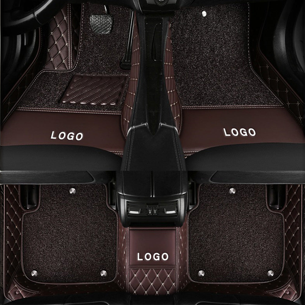 Silas Double-Layer Leather Car Floor Mats with Logo Customizable