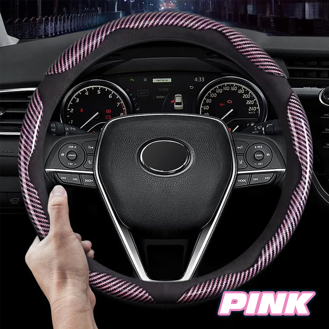 Sean Carbon Fiber Silicone Anti-Slip Car Steering Wheel Cover Universal Fit