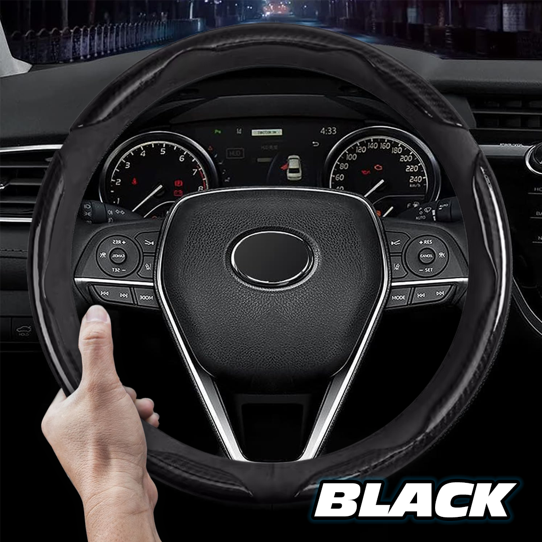 Sean Carbon Fiber Silicone Anti-Slip Car Steering Wheel Cover Universal Fit