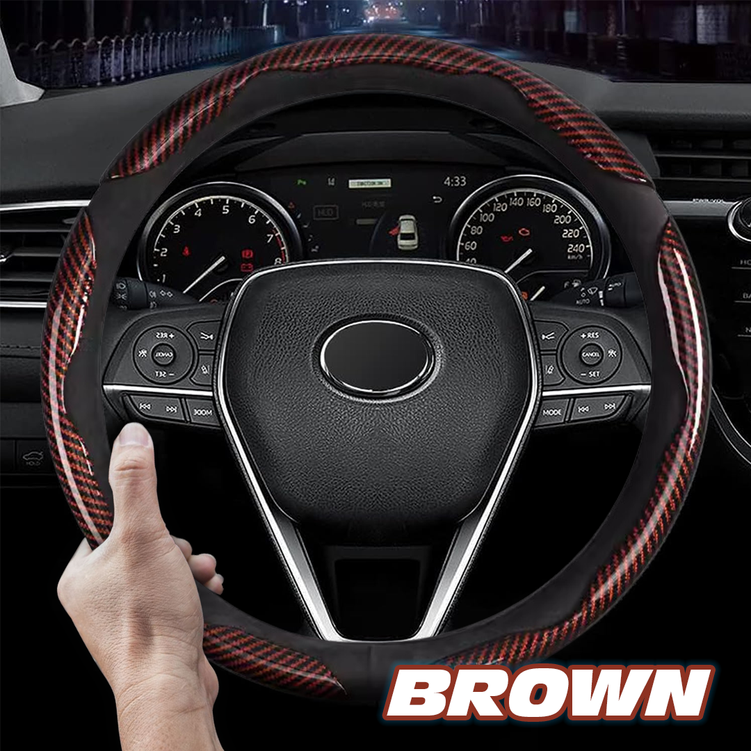 Sean Carbon Fiber Silicone Anti-Slip Car Steering Wheel Cover Universal Fit