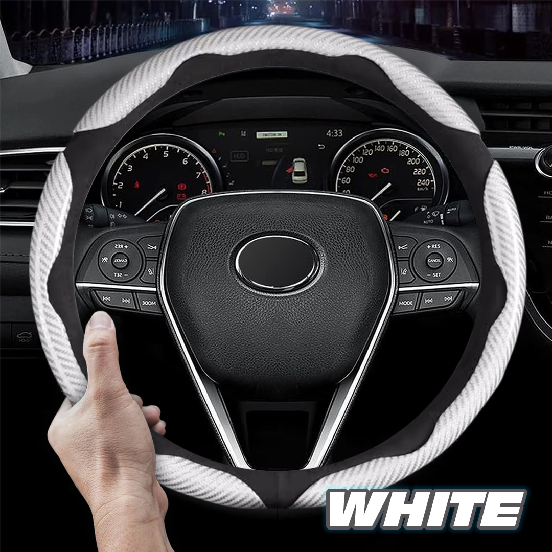 Sean Carbon Fiber Silicone Anti-Slip Car Steering Wheel Cover Universal Fit