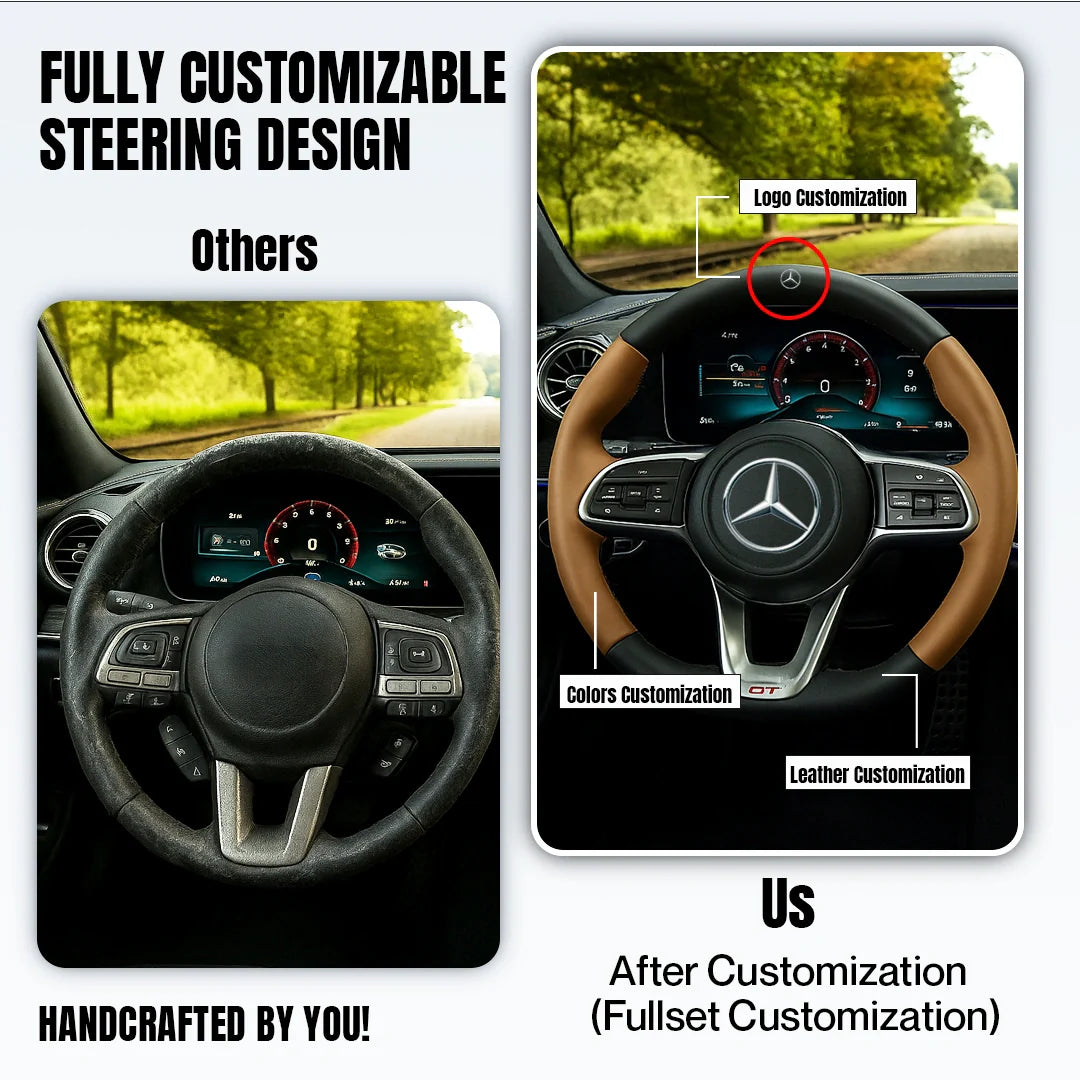 Premium Leather  Customization Steering Wheel Cover – DIY Sew Edition