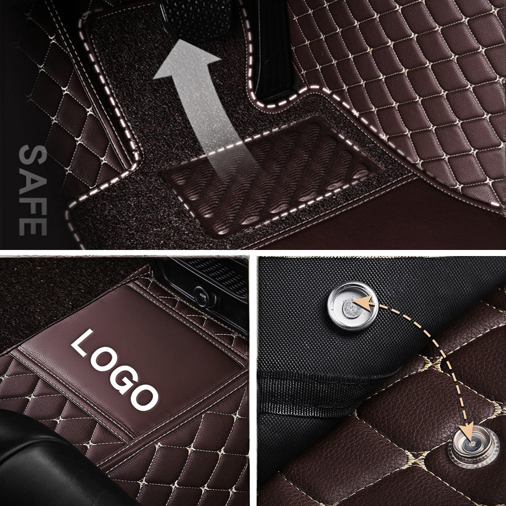 Silas Double-Layer Leather Car Floor Mats with Logo Customizable