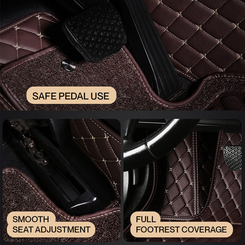 Silas Double-Layer Leather Car Floor Mats with Logo Customizable