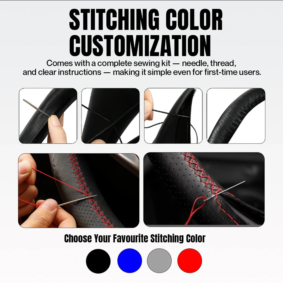 Premium Leather  Customization Steering Wheel Cover – DIY Sew Edition