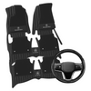 (Travel Set Bundle) Lennox Leather Car Floor Mats x Samez Carbon Fiber Steering Wheel Cover