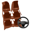 (Travel Set Bundle) Lennox Leather Car Floor Mats x Samez Carbon Fiber Steering Wheel Cover