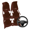 (Travel Set Bundle) Lennox Leather Car Floor Mats x Samez Carbon Fiber Steering Wheel Cover