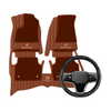 (Travel Set Bundle) Lennox Leather Car Floor Mats x Samez Carbon Fiber Steering Wheel Cover