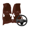 (Travel Set Bundle) Lennox Leather Car Floor Mats x Samez Carbon Fiber Steering Wheel Cover
