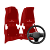 (Travel Set Bundle) Lennox Leather Car Floor Mats x Samez Carbon Fiber Steering Wheel Cover