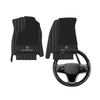 (Travel Set Bundle) Lennox Leather Car Floor Mats x Samez Carbon Fiber Steering Wheel Cover