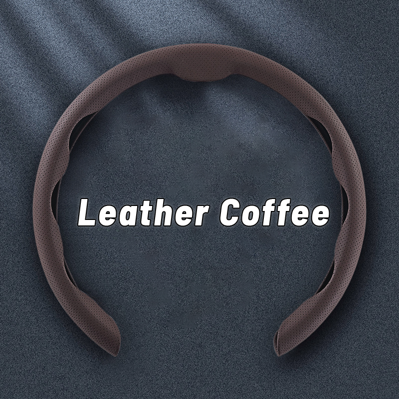 Nexi Customized Car Logo Breathable Ultra-thin 5D Leather & Carbon Car Steering Wheel Cover