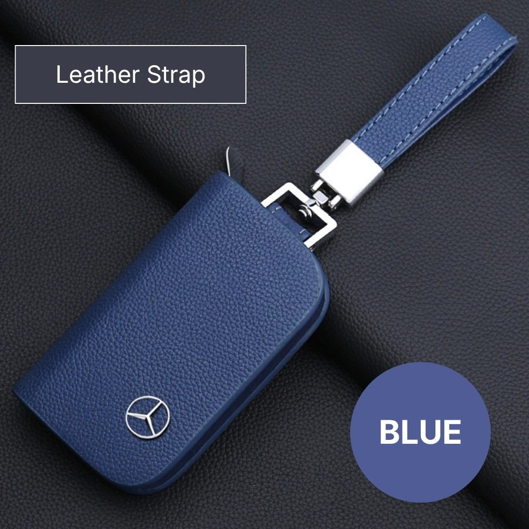 Genuine Leather Logo Customizable Car Fob Case with Keychain