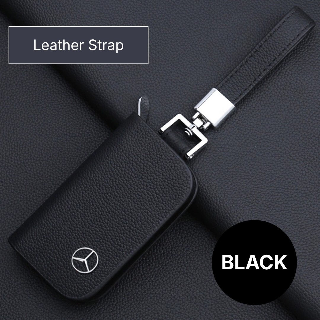 Genuine Leather Logo Customizable Car Fob Case with Keychain