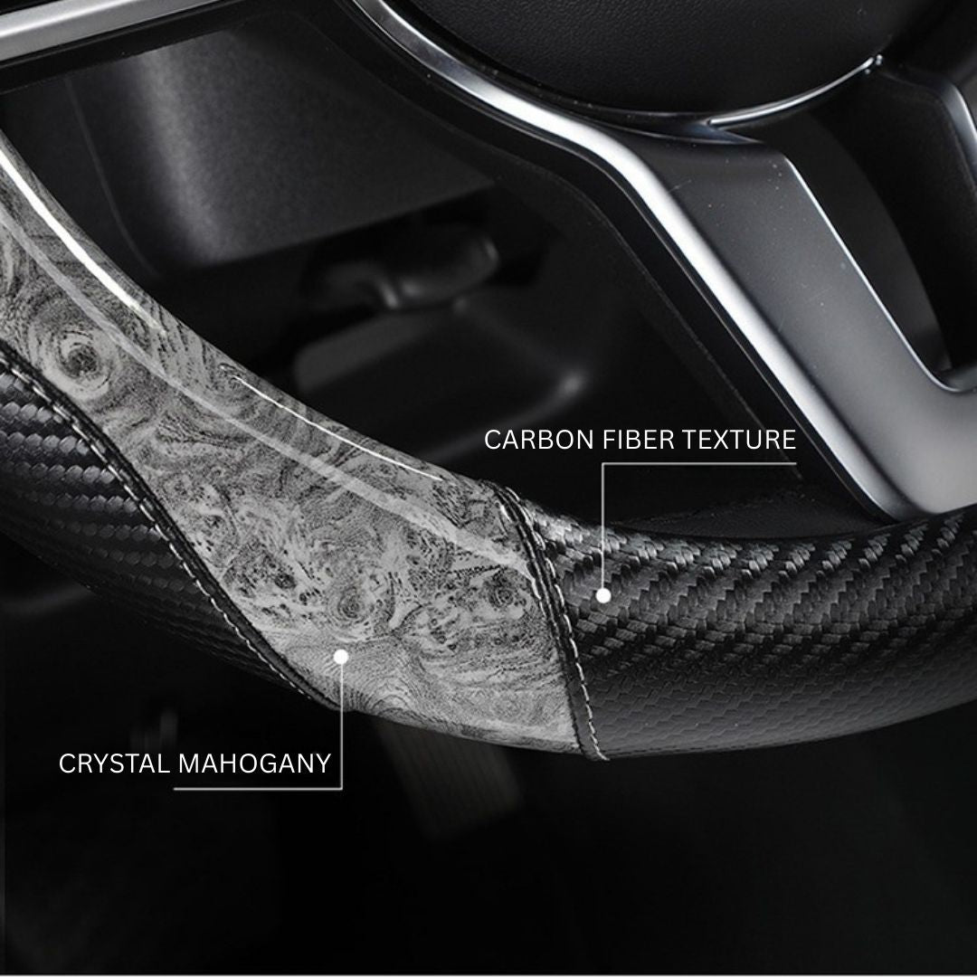 Crystal Peach Carbon Fiber High-Grade Anti-Slip Car Steering Wheel Cover