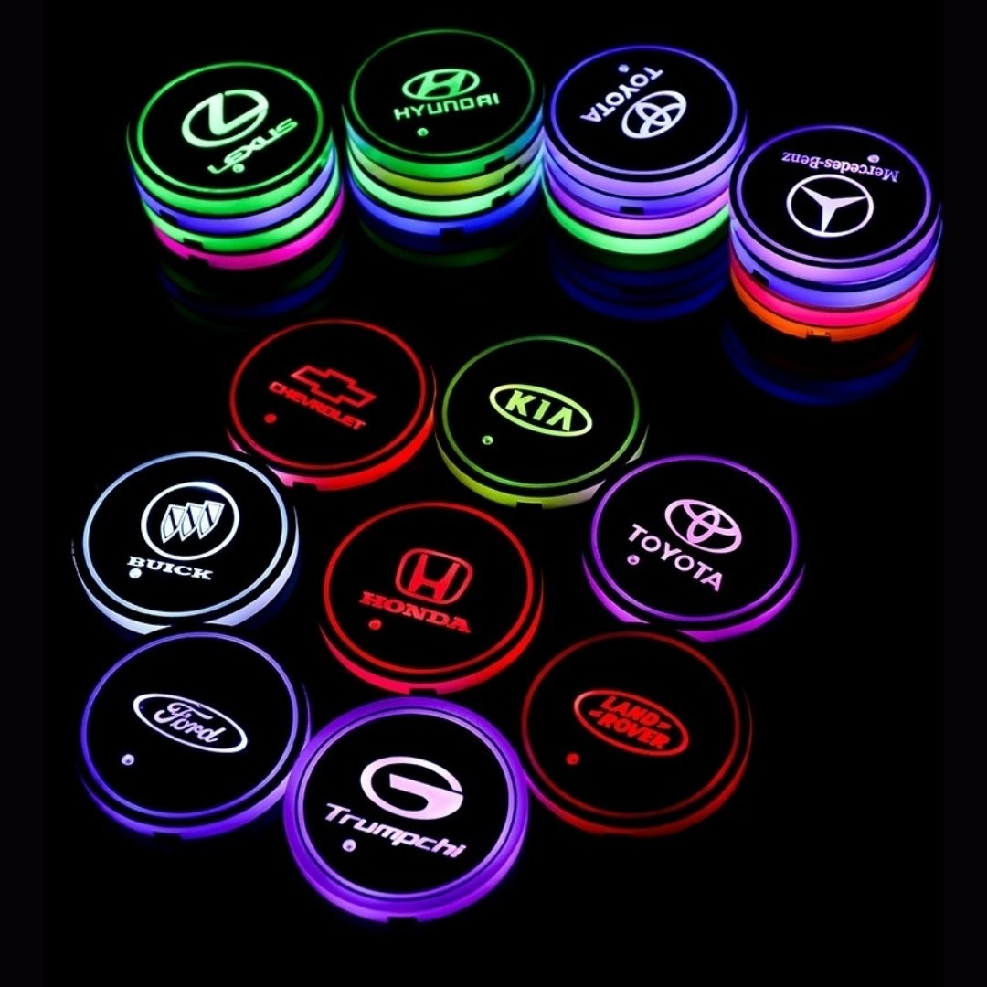 Car Luminous Colorful LED Water Coaster - Logo Customizable