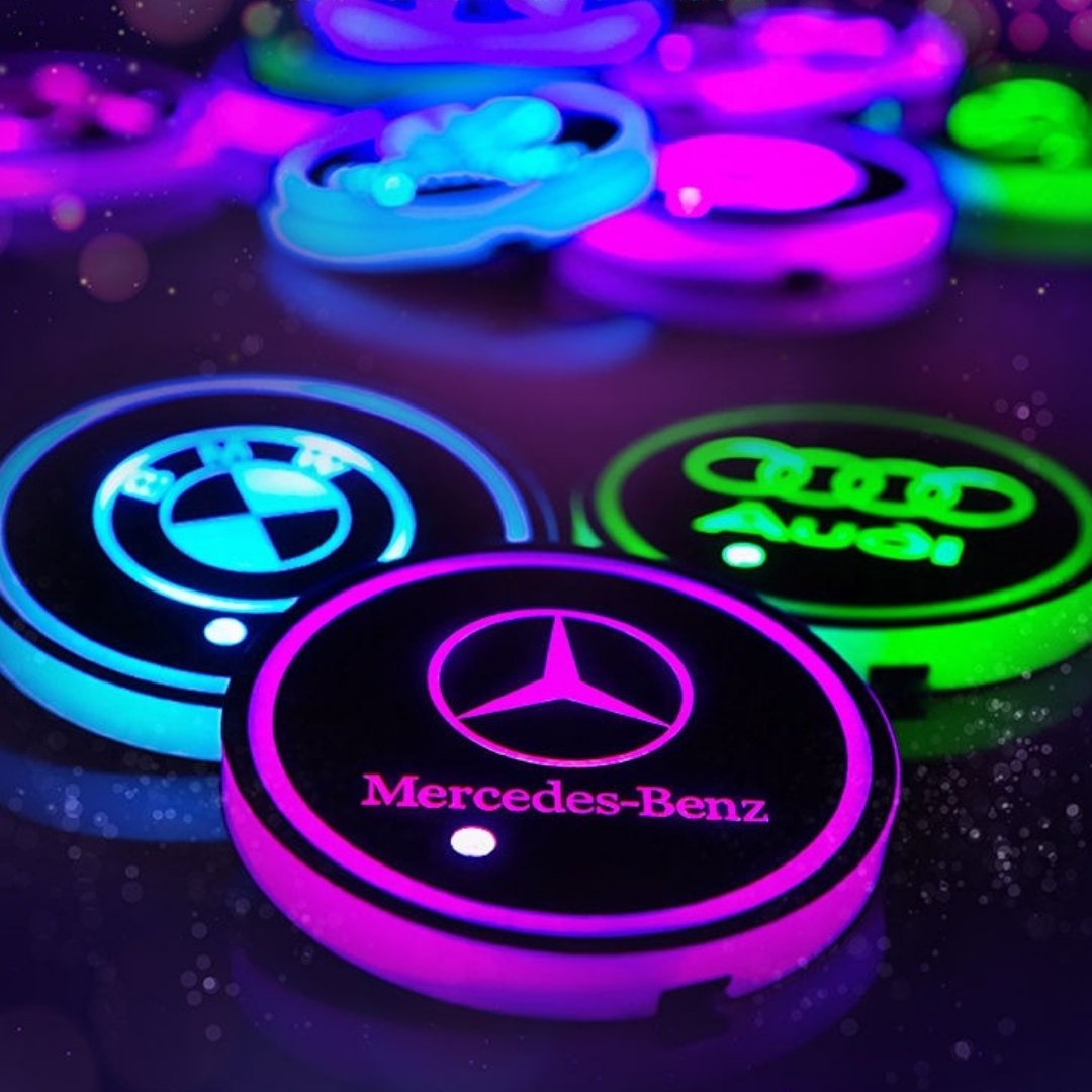 Car Luminous Colorful LED Water Coaster - Logo Customizable