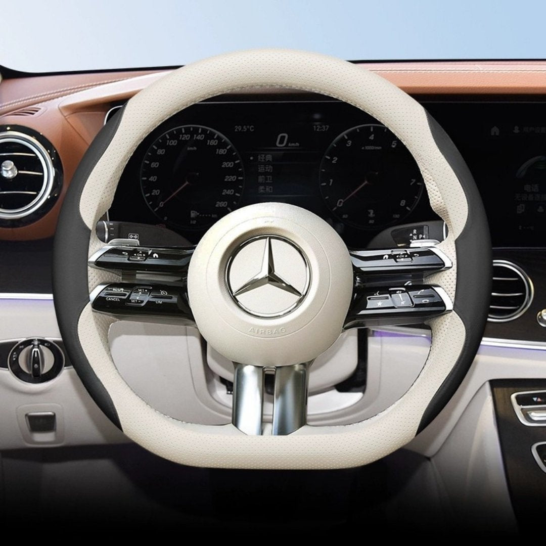 Cut-Off Design Ultra-Thin Leather Steering Wheel Cover