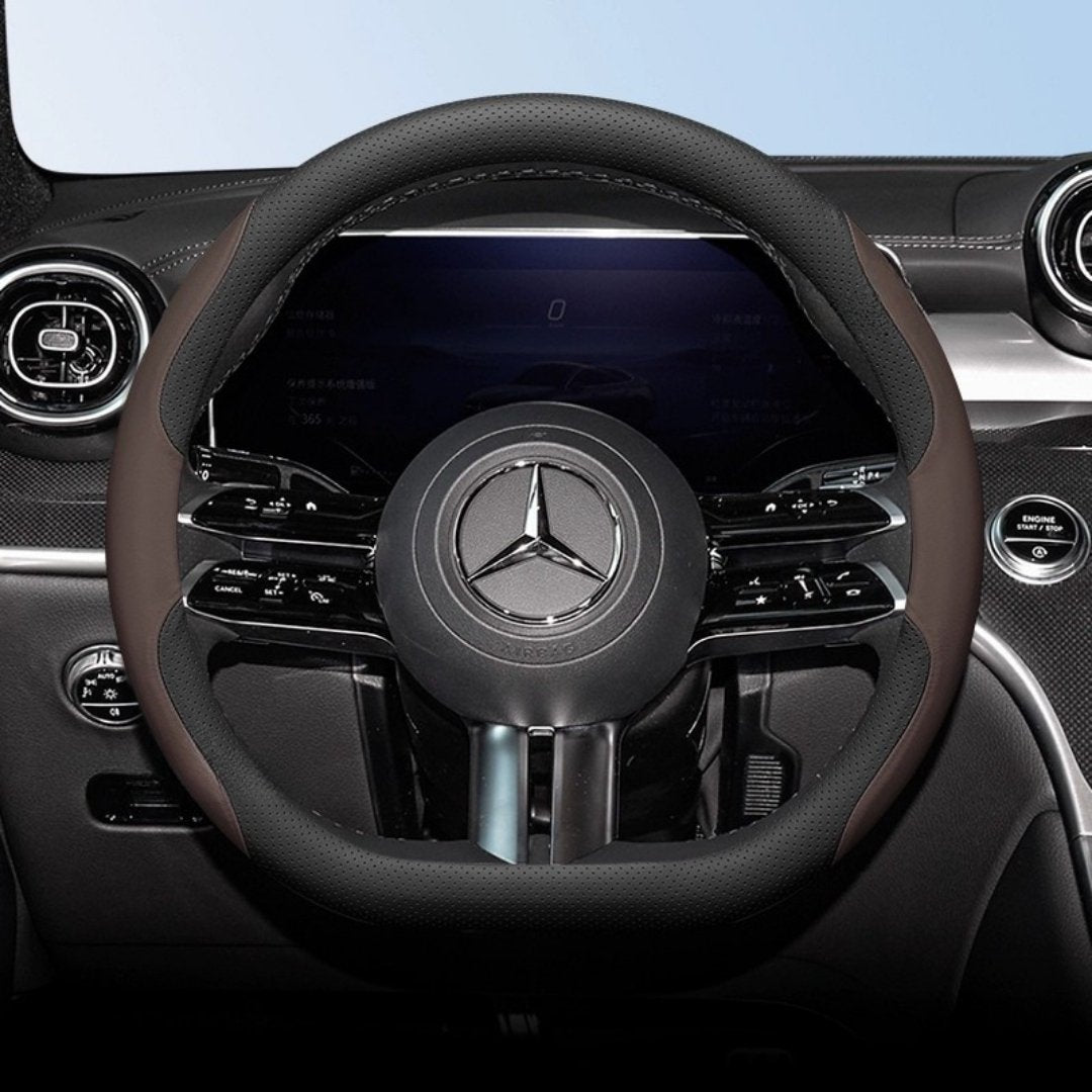Cut-Off Design Ultra-Thin Leather Steering Wheel Cover