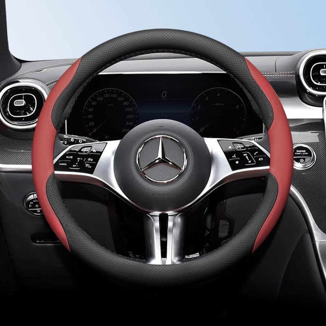 Cut-Off Design Ultra-Thin Leather Steering Wheel Cover
