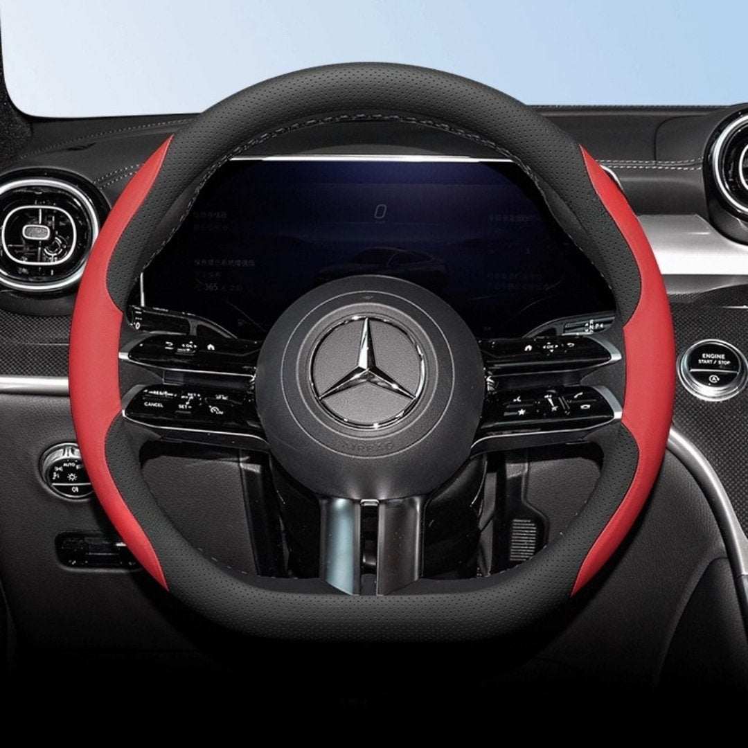 Cut-Off Design Ultra-Thin Leather Steering Wheel Cover