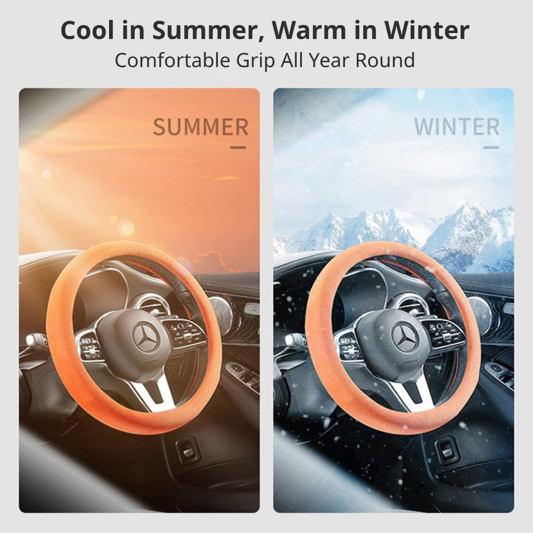 Dedicated Suede Steering Wheel Cover | Anti-Slip & Sweat-Absorbing