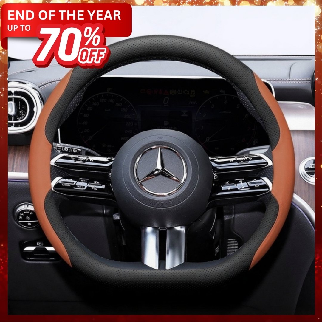 Cut-Off Design Ultra-Thin Leather Steering Wheel Cover