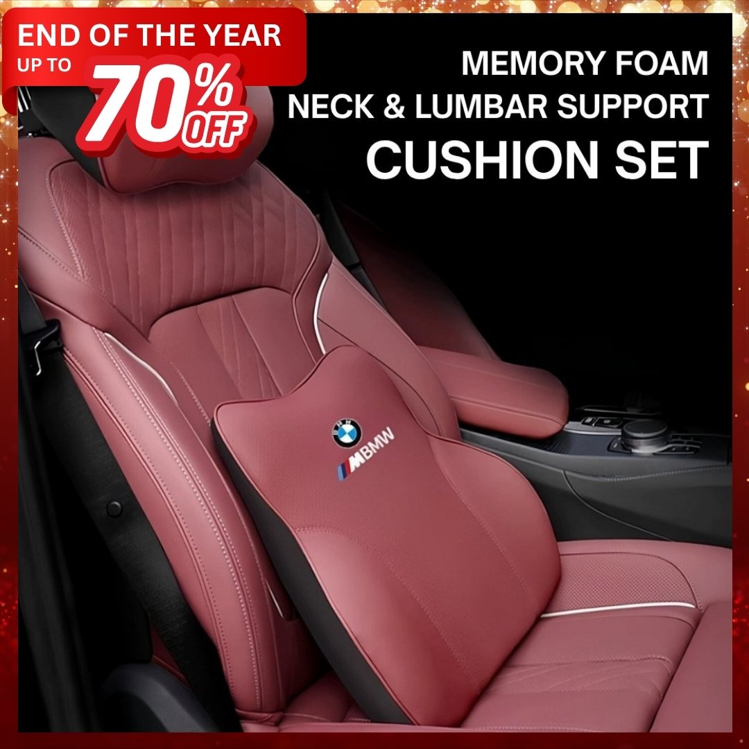 Logo Customizable Memory Foam Car Seat Cushion – Ergonomic Neck & Lumbar Support Set