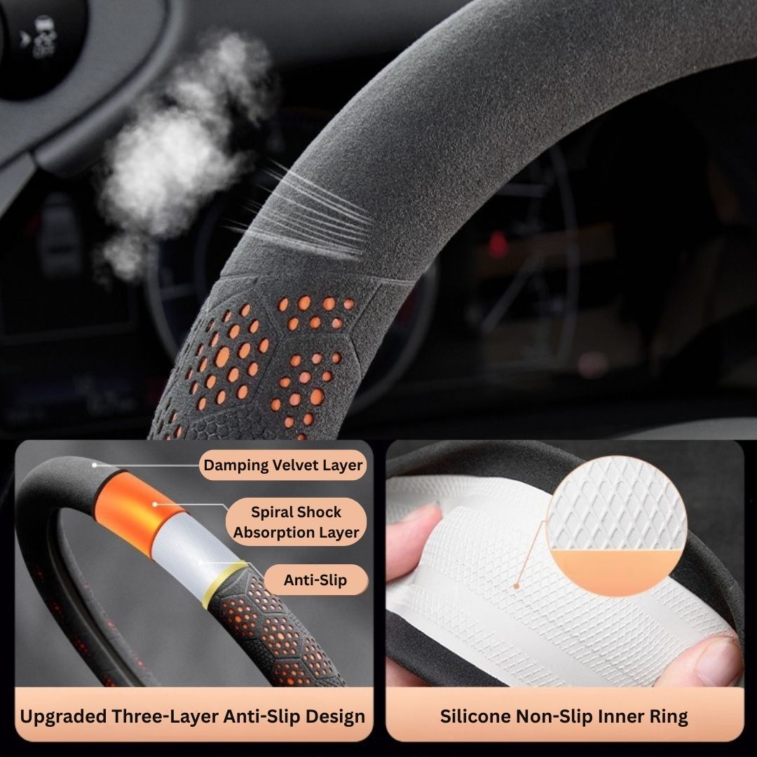 Gradient Suede All-Season Sweat-Absorbing Steering Wheel cover