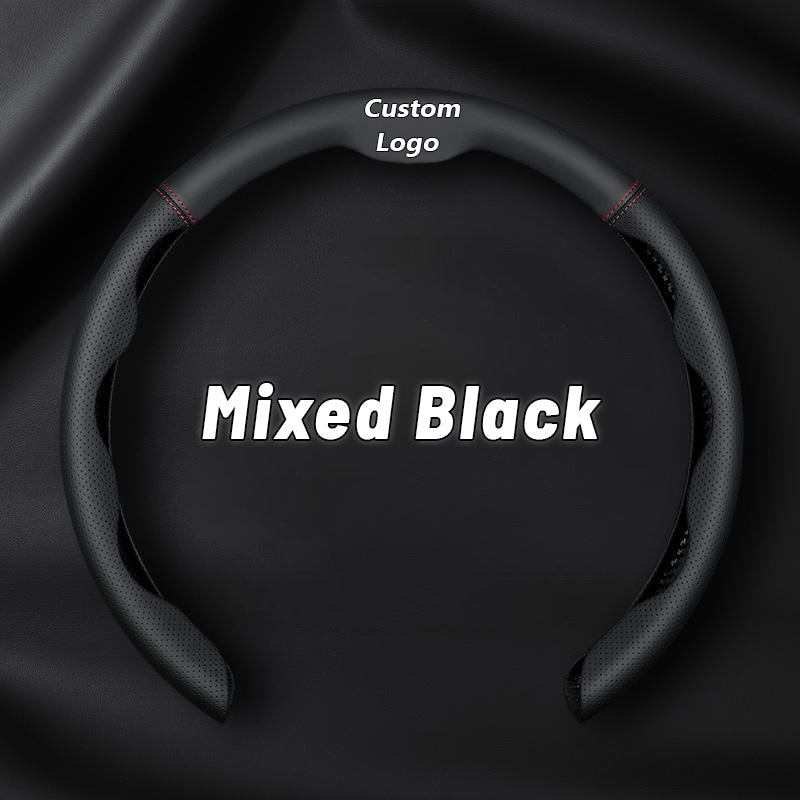 Nexi Customized Car Logo Breathable Ultra-thin 5D Leather & Carbon Car Steering Wheel Cover Universal Fit