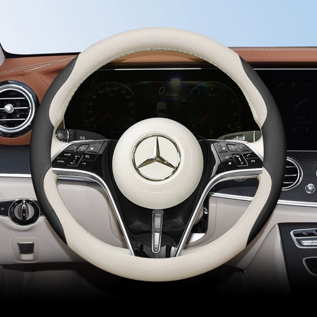 Cut-Off Design Ultra-Thin Leather Steering Wheel Cover