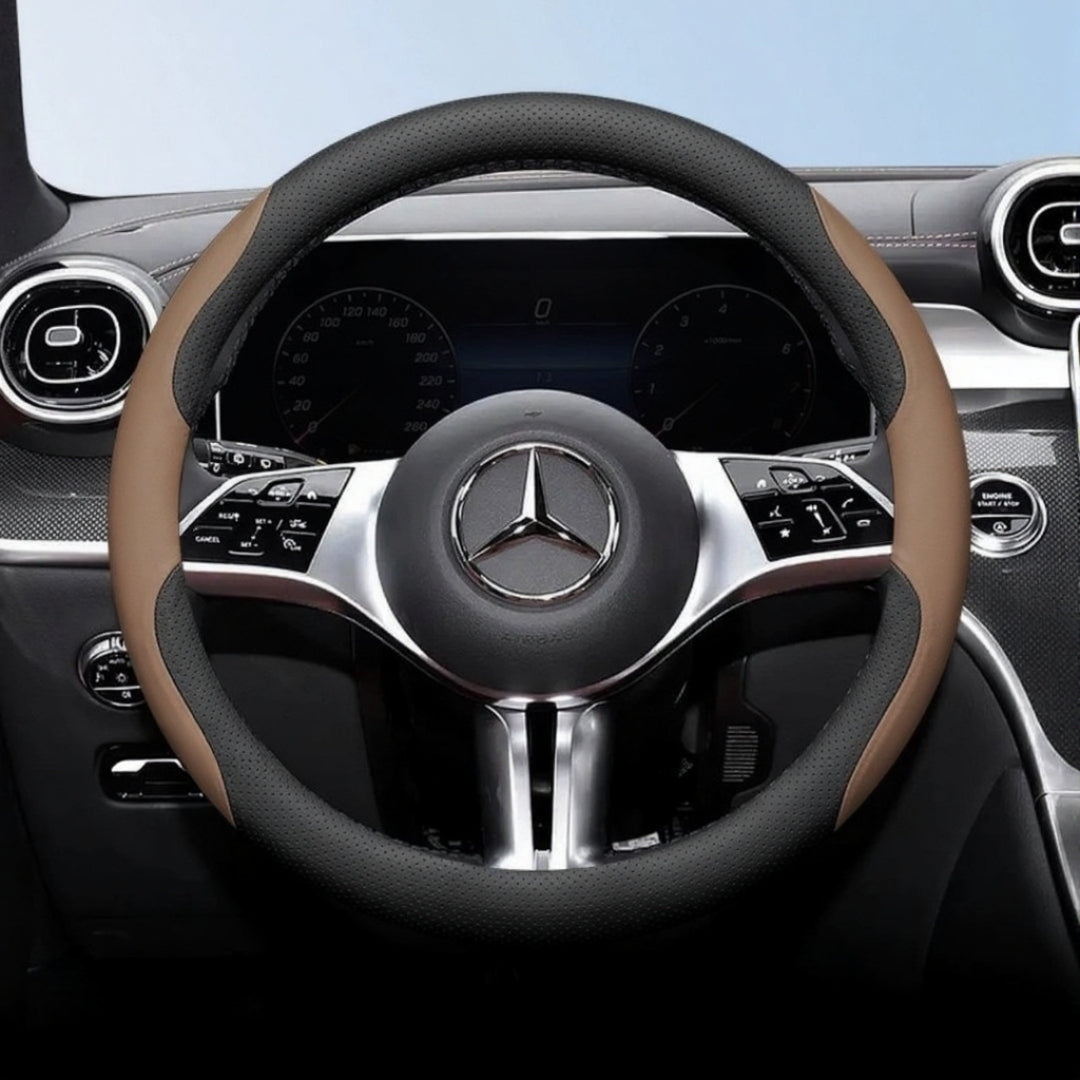 Cut-Off Design Ultra-Thin Leather Steering Wheel Cover