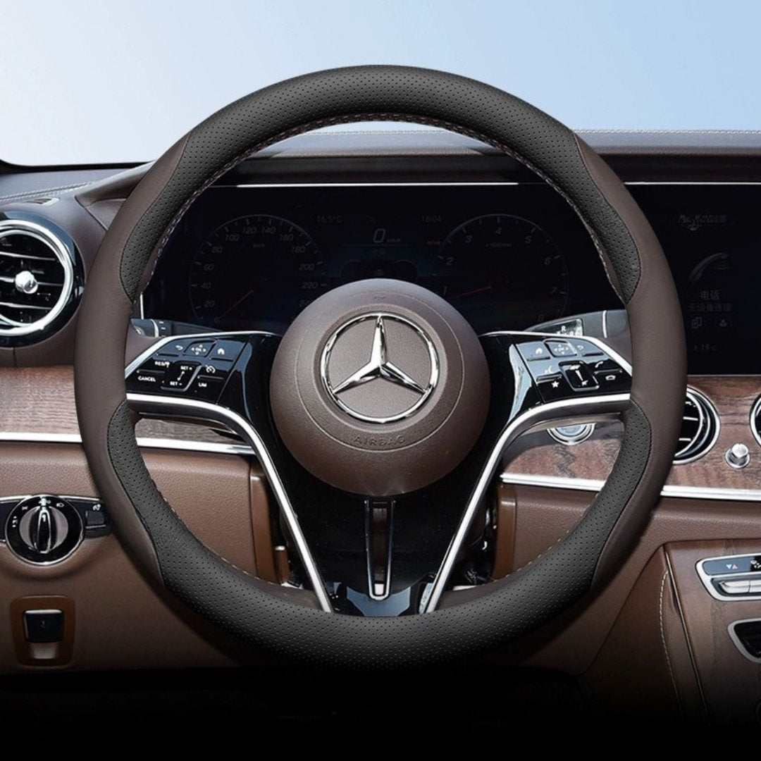 Cut-Off Design Ultra-Thin Leather Steering Wheel Cover