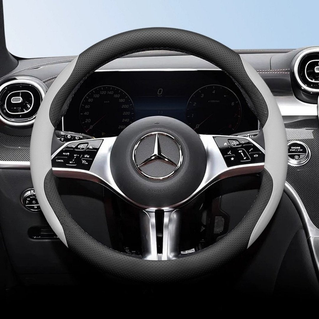 Cut-Off Design Ultra-Thin Leather Steering Wheel Cover