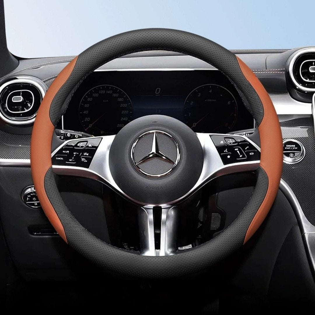 Cut-Off Design Ultra-Thin Leather Steering Wheel Cover