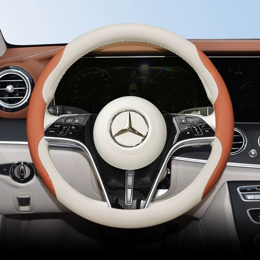 Cut-Off Design Ultra-Thin Leather Steering Wheel Cover