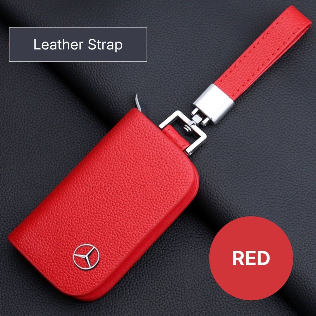 Genuine Leather Logo Customizable Car Fob Case with Keychain