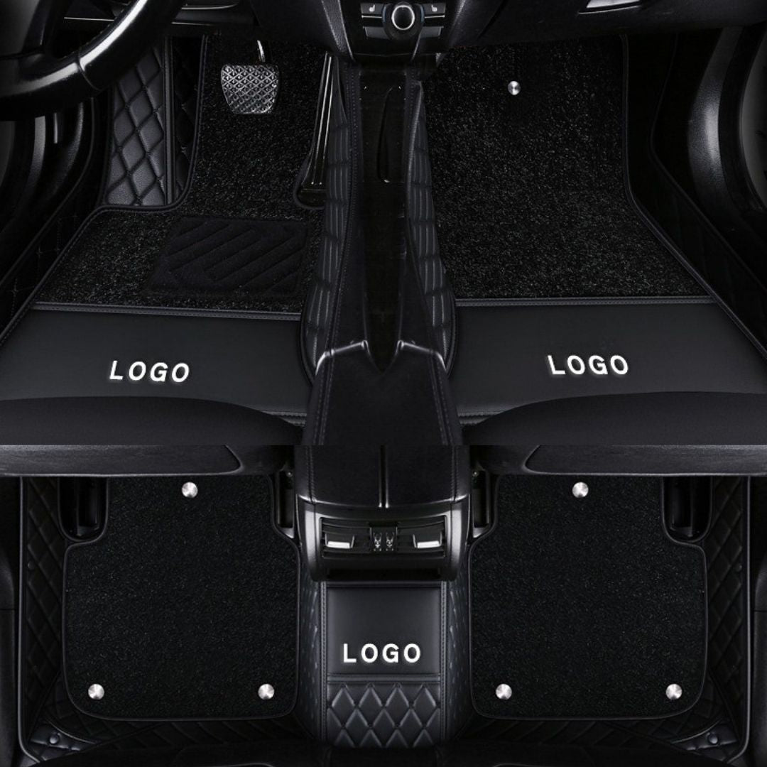 Silas Double-Layer Leather Car Floor Mats with Logo Customizable