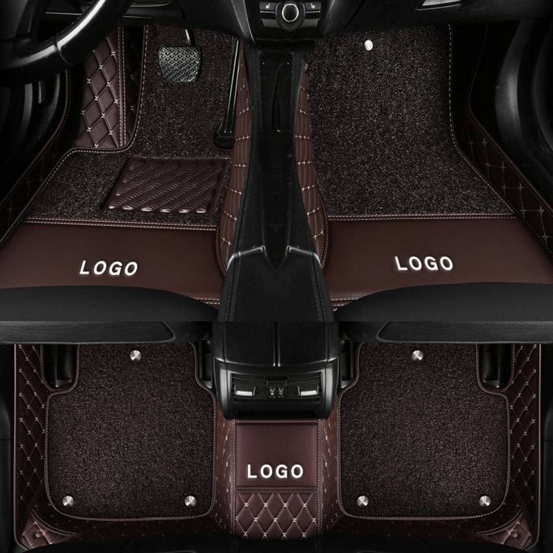 Silas Double-Layer Leather Car Floor Mats with Logo Customizable